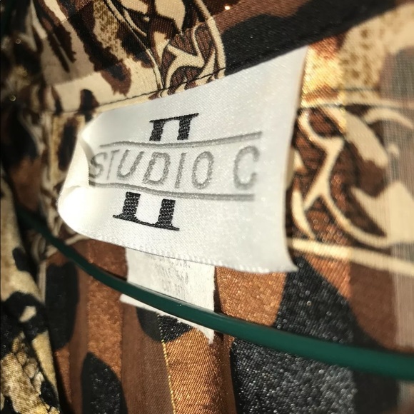 Studio C II Women's Plus Size 22 Multi Animal Print Shirt Blouse Button Front - Picture 4 of 5